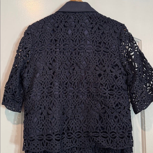 Solitaire Navy Blue Embroidered Lace Maxi Skirt & Top Set Size Medium NWT - Picture 13 of 14